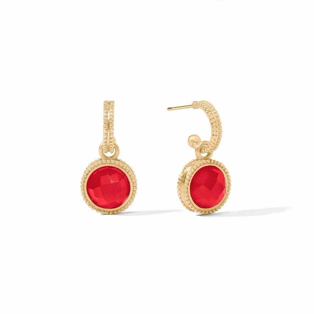 NEW JULIE VOS women's fleur-de-lis earring in iridescent strawberry